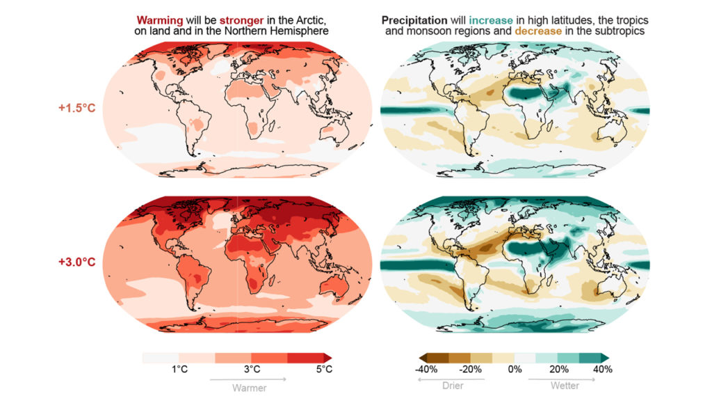 Warming will be stronger in the Arctic and the Northern Hemisphere